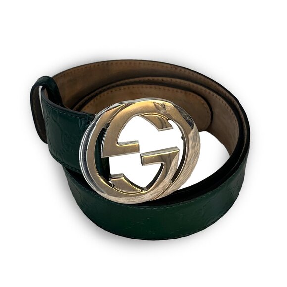 Green Unisex Gucci Belt w/Interlocking G's Size 85 - Picture 1 of 4